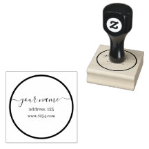 Simple Grey Custom Name Rubber Stamp
