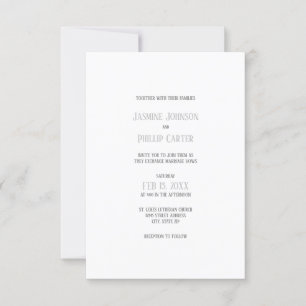 Simple Grey Design - 3x5 Wedding Invitation