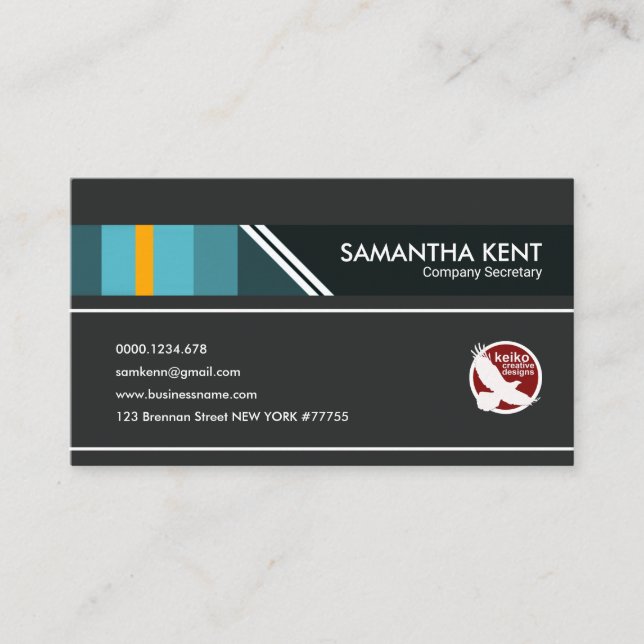 Simple Grey Elegance Company Secretary Business Card (Front)
