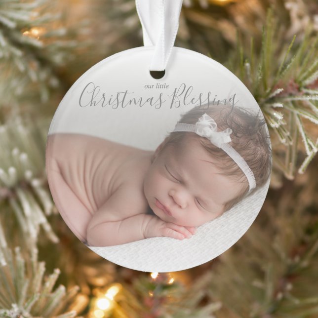 Simple Grey Elegant Baby First Christmas Ornament (Tree)