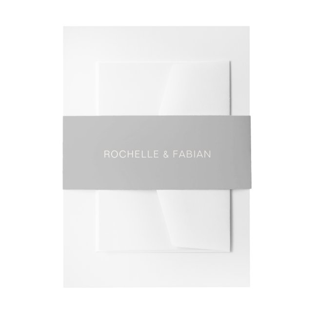 Simple Grey Elegant Wedding Invitation Belly Band (Front Example)