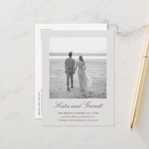 Simple Grey Elegant Wedding Save the Date Announcement Postcard
