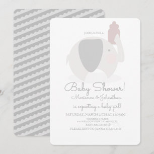 Simple Grey Elephant Safari Baby Shower Invitation