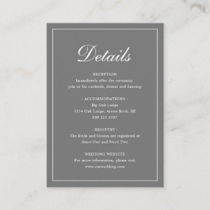 Simple Grey Formal Traditional Elegant Wedding Enclosure Card
