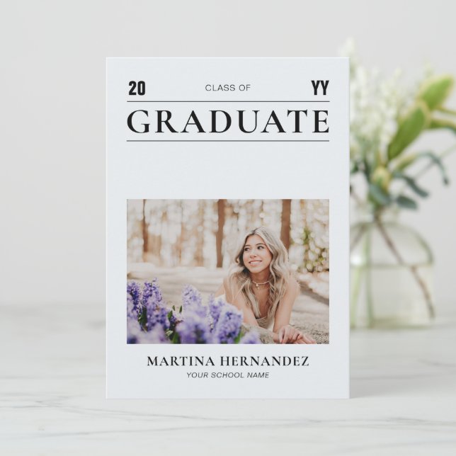 Simple Grey Graduation Photo Announcement (Standing Front)