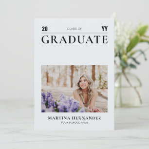 Simple Grey Graduation Photo Announcement