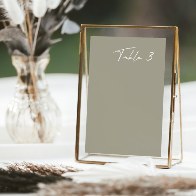 Simple Grey Green Modern Wedding Table Number (Creator Uploaded)