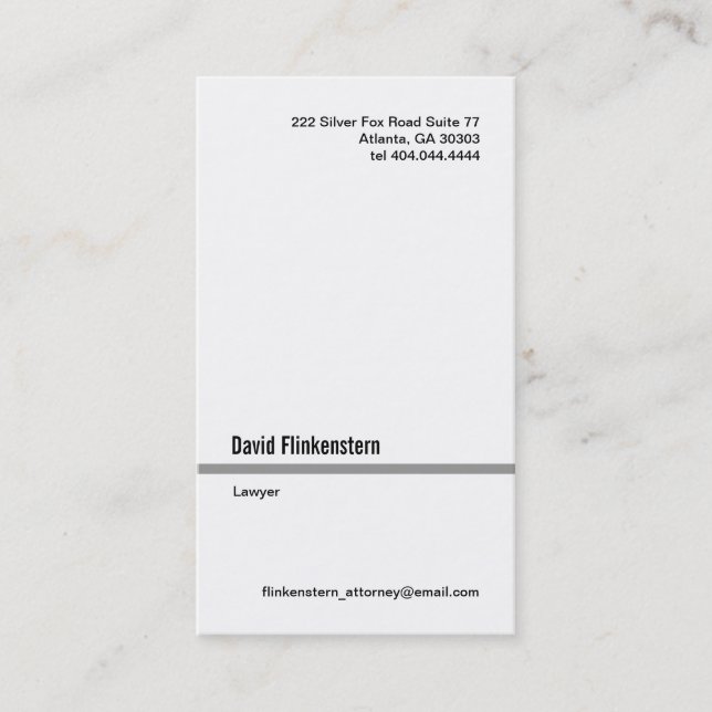 Simple Grey Line Vertical Business Card (Front)