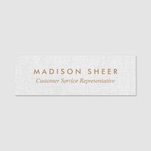 Simple Grey Linen Professional Customer Service  Name Tag