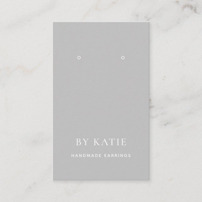 Simple Grey Minimalist Custom Earring Display Card (Front)