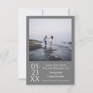 Simple Grey Modern Minimalist Photo Wedding Save The Date