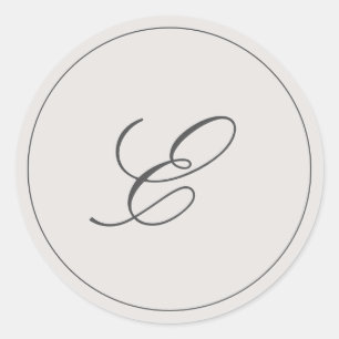 Simple Grey Monogram Elegant Wedding Classic Round Sticker