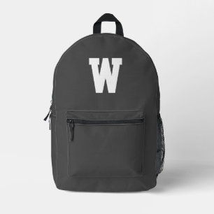 Simple Grey Monogram Printed Backpack