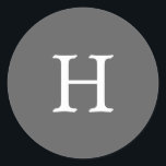 Simple Grey Monogram Wedding Classic Round Sticker<br><div class="desc">Simple yet elegant wedding sticker with your monogram in a white serif font over a medium grey background. The background and font colours may be changed to any colours that you wish. A basic and plain design that still comes across as stylish. These modern and minimalist stickers make great envelope...</div>