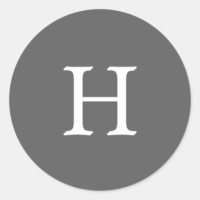 Simple Grey Monogram Wedding Classic Round Sticker (Front)