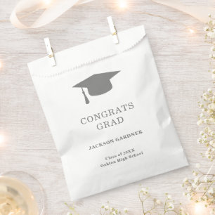 Simple Grey Mortar Board Modern Graduation Favour Bags