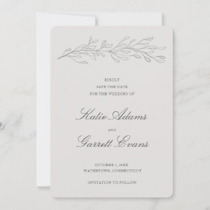 Simple Grey Non Photo Elegant Wedding Save The Date