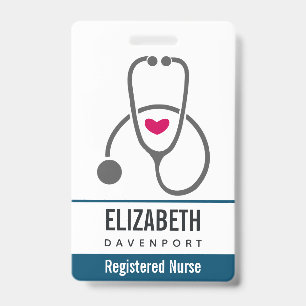 Simple Grey Nursing Stethoscope ID Badge