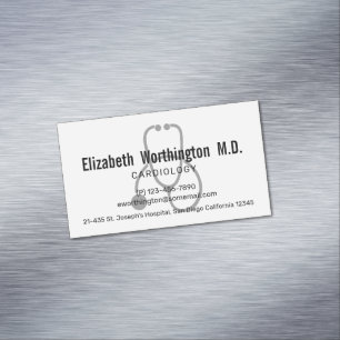Simple Grey Nursing Stethoscope Magnetic Business Card