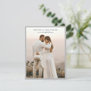Simple Grey Photo Elegant Wedding Thank You Card