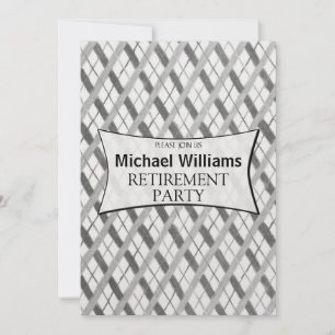Simple Grey Plaid retirement party Invitation