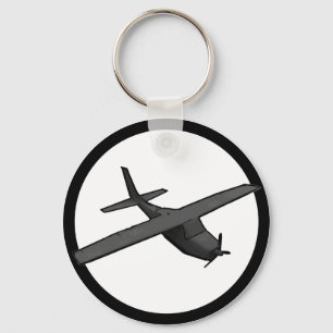Simple grey propeller plane souvenir keychain