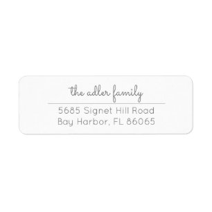 Simple Grey Script Return Address Label