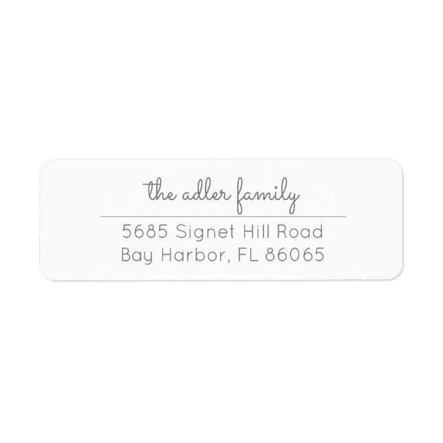 Simple Grey Script Return Address Label (Front)