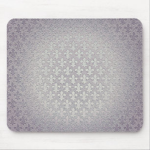 Simple grey silver grunge fleur de lis mouse mat