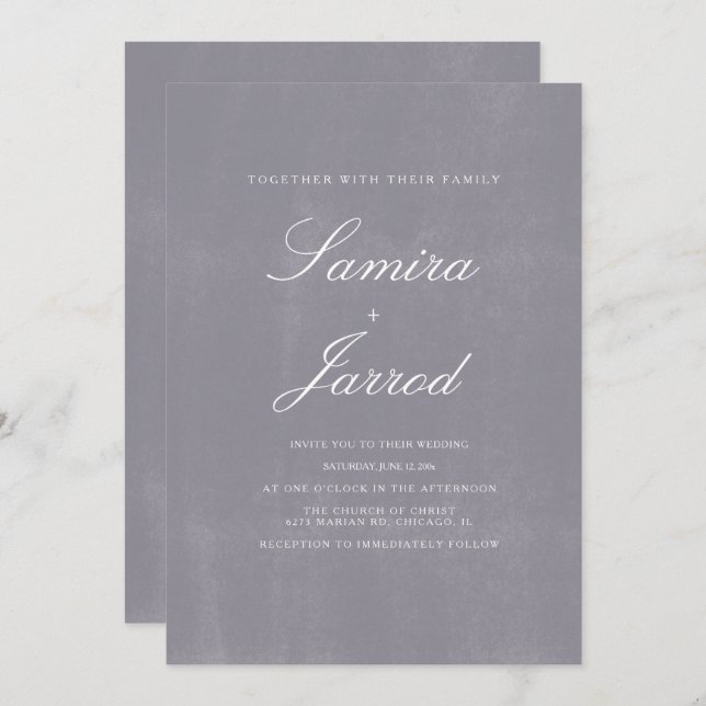 Simple Grey Stone Concrete Rustic Pattern Wedding Invitation (Front/Back)