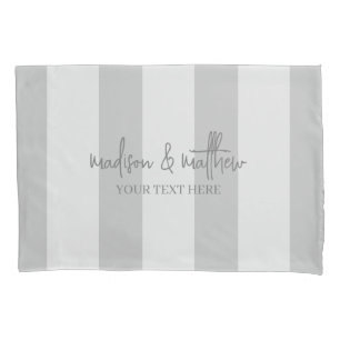 Simple grey stripes Signature With Text Pillow Ca Pillowcase