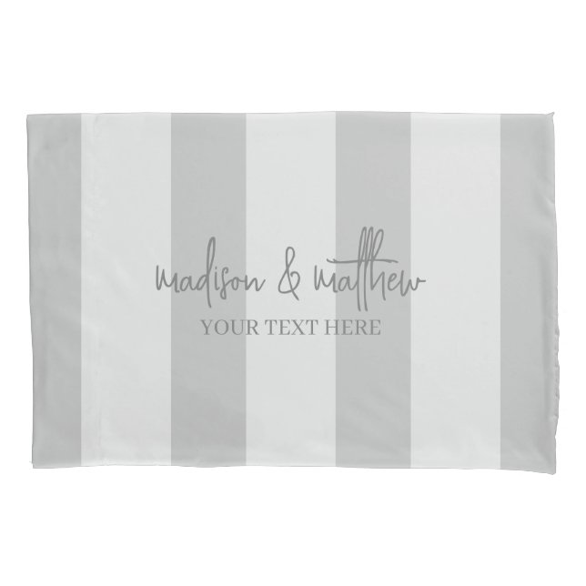 Simple grey stripes Signature With Text  Pillow Ca Pillowcase (Front)