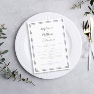 Simple Grey Wedding Guest Dinner Choice Modern Menu