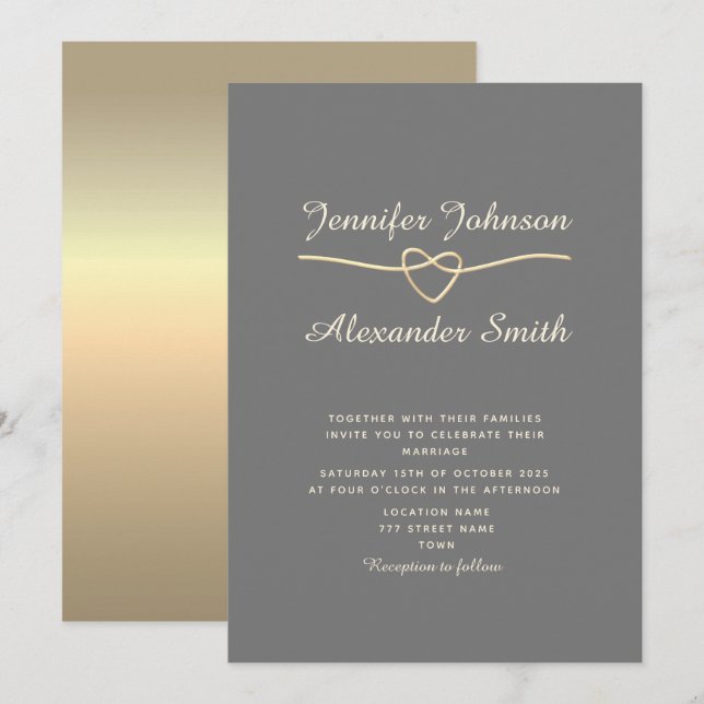 Simple Grey Wedding Invitation (Front/Back)