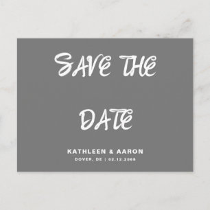 Simple Grey Wedding Save the Date Postcard