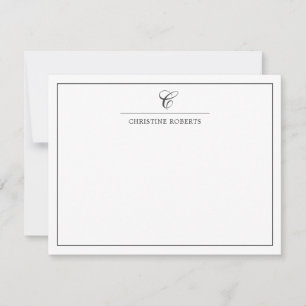 Simple Grey White Elegant Script Monogram Card