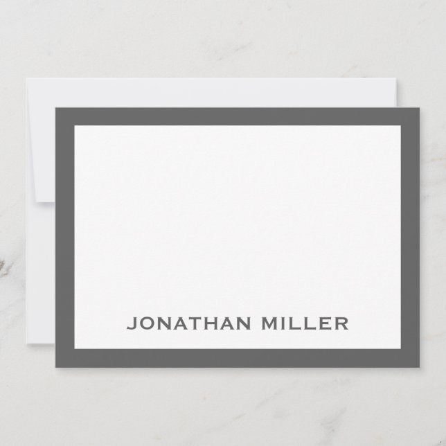 Simple Grey White Typographic Name 5x7 Card (Front)