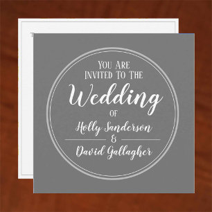 Simple Grey & White Wedding Day Invitation