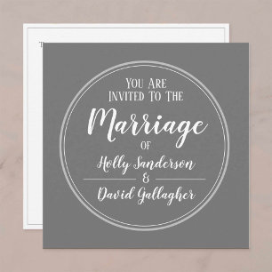 Simple Grey & White Wedding Day Invitation