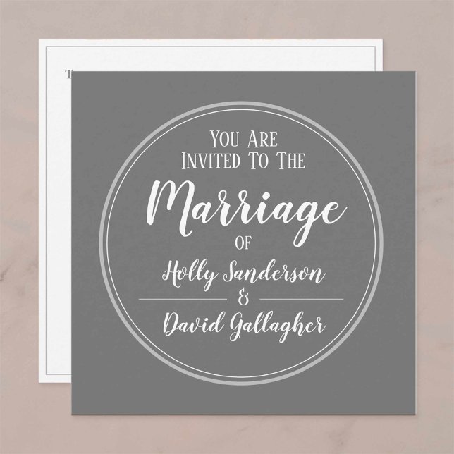 Simple Grey & White Wedding Day Invitation (Creator Uploaded)