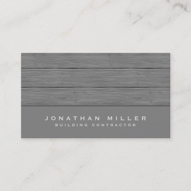 Simple Grey Wooden Plank Design Business Card (Front)
