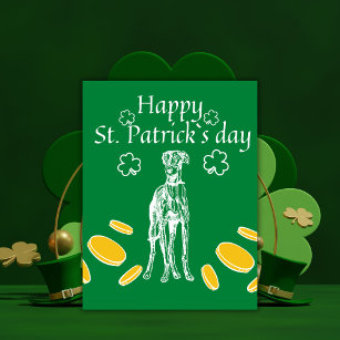 Simple Greyhound illustration Happy St. Patrick Holiday Postcard