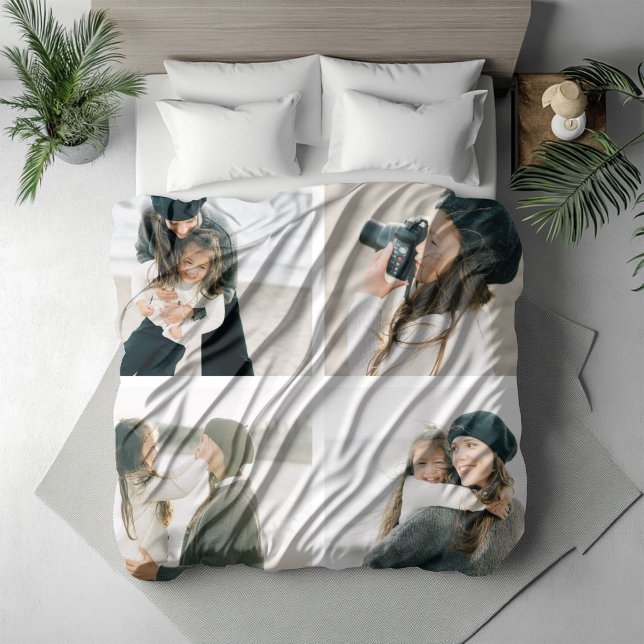 Simple Grid of Four Personalised Photo Blanket (Creator Uploaded)