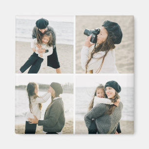 Simple Grid Of Four Personalised Photo Magnet