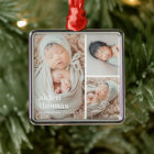 Simple Grid Of Three Personalised Photo Ornament