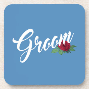 Simple Groom Floral Wedding Calligraphy Coaster