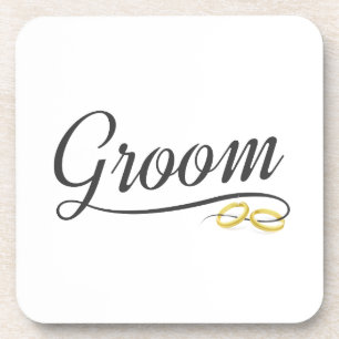Simple Groom Floral Wedding Calligraphy   Coaster