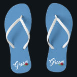 Simple Groom Floral Wedding Calligraphy Flip Flops<br><div class="desc">For further customisation, please click the "Customise" button and use our design tool to modify this template. If the options are available, you may change text and image by simply clicking on "Edit/Remove Text or Image Here" and add your own. If you wish to have this design added to a...</div>