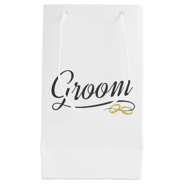 Simple Groom Floral Wedding Calligraphy | Gift Bag (Front)