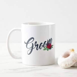 Simple Groom Floral Wedding Calligraphy   Mug
